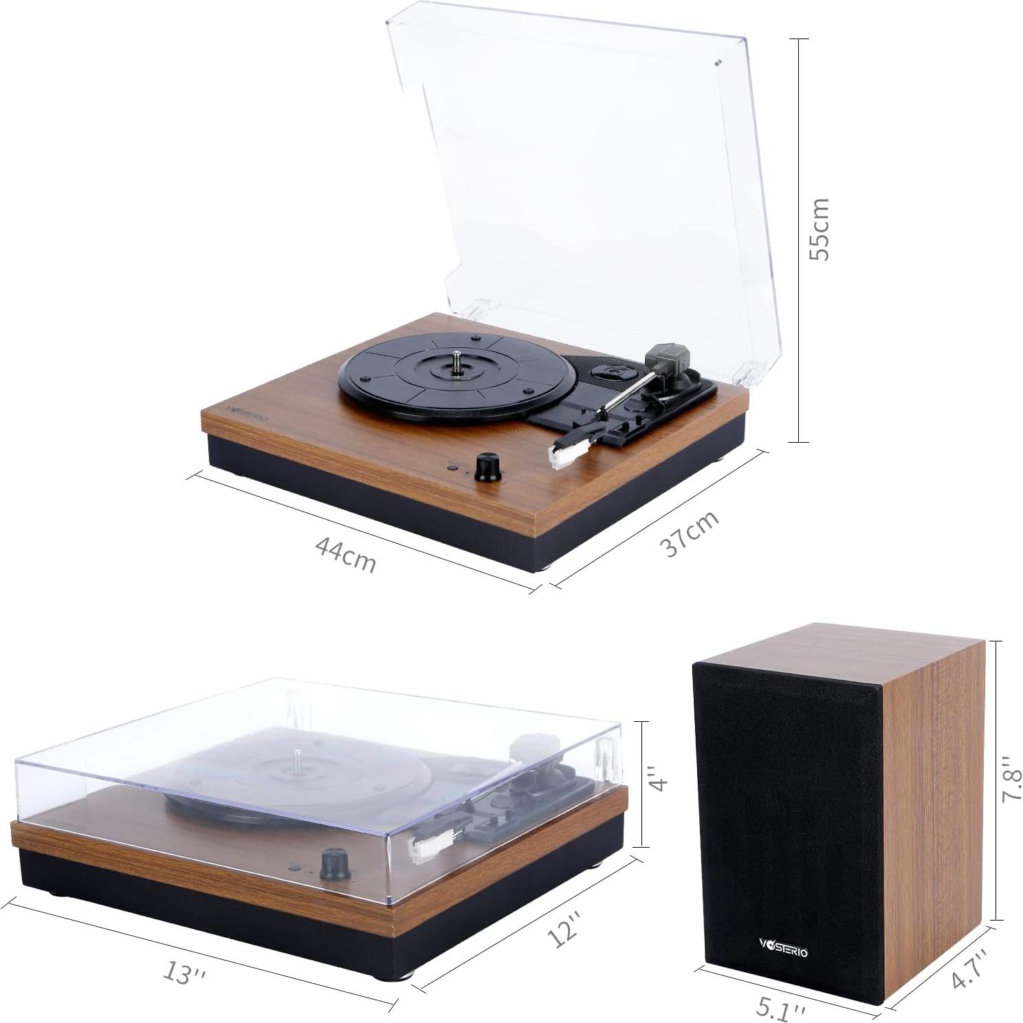 Reproductor de Vinilo Bluetooth VOSTERIO B-661-UB 3 Velocidades