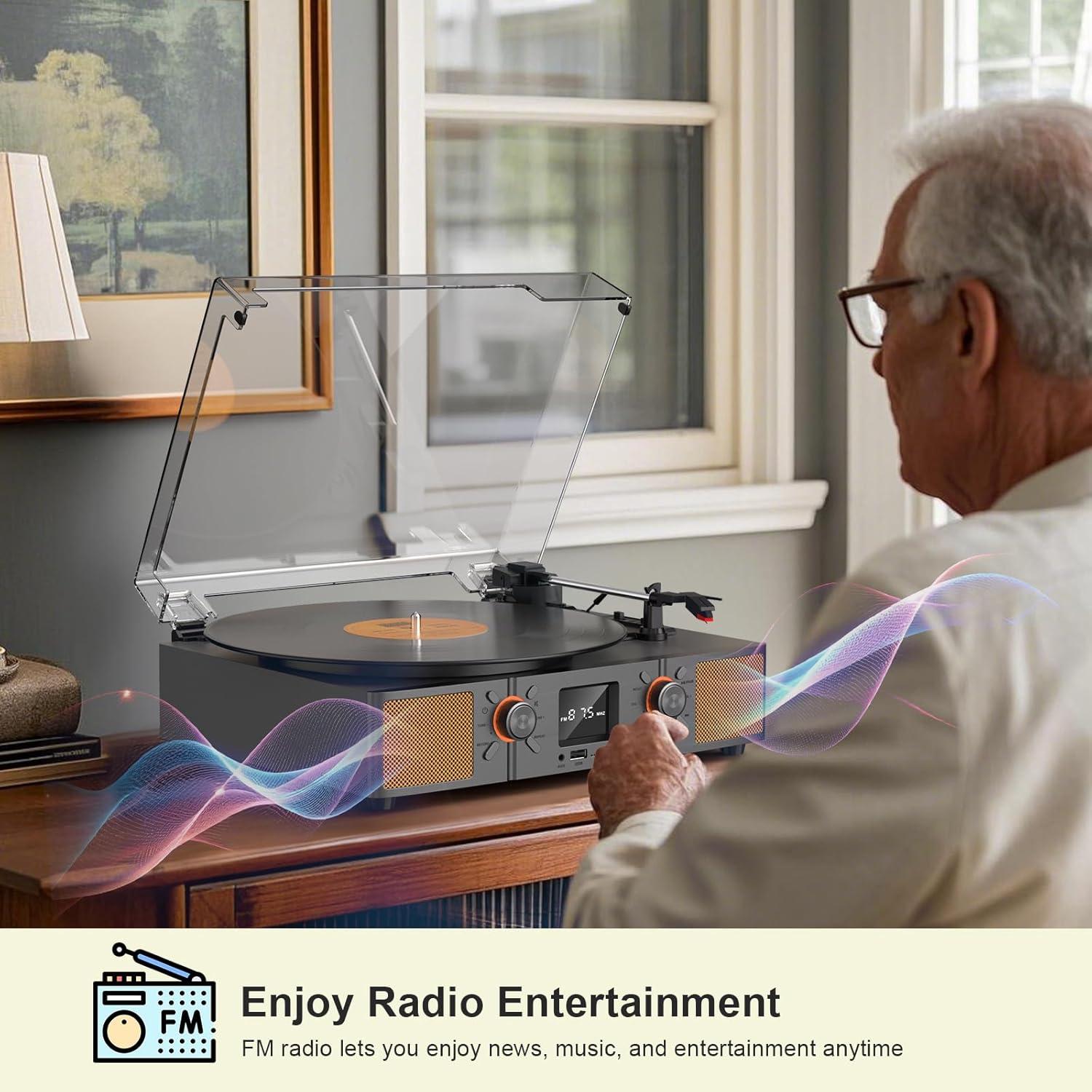 Reproductor de Vinilo Bluetooth VICTRESS TE-2032GY 3 Velocidades