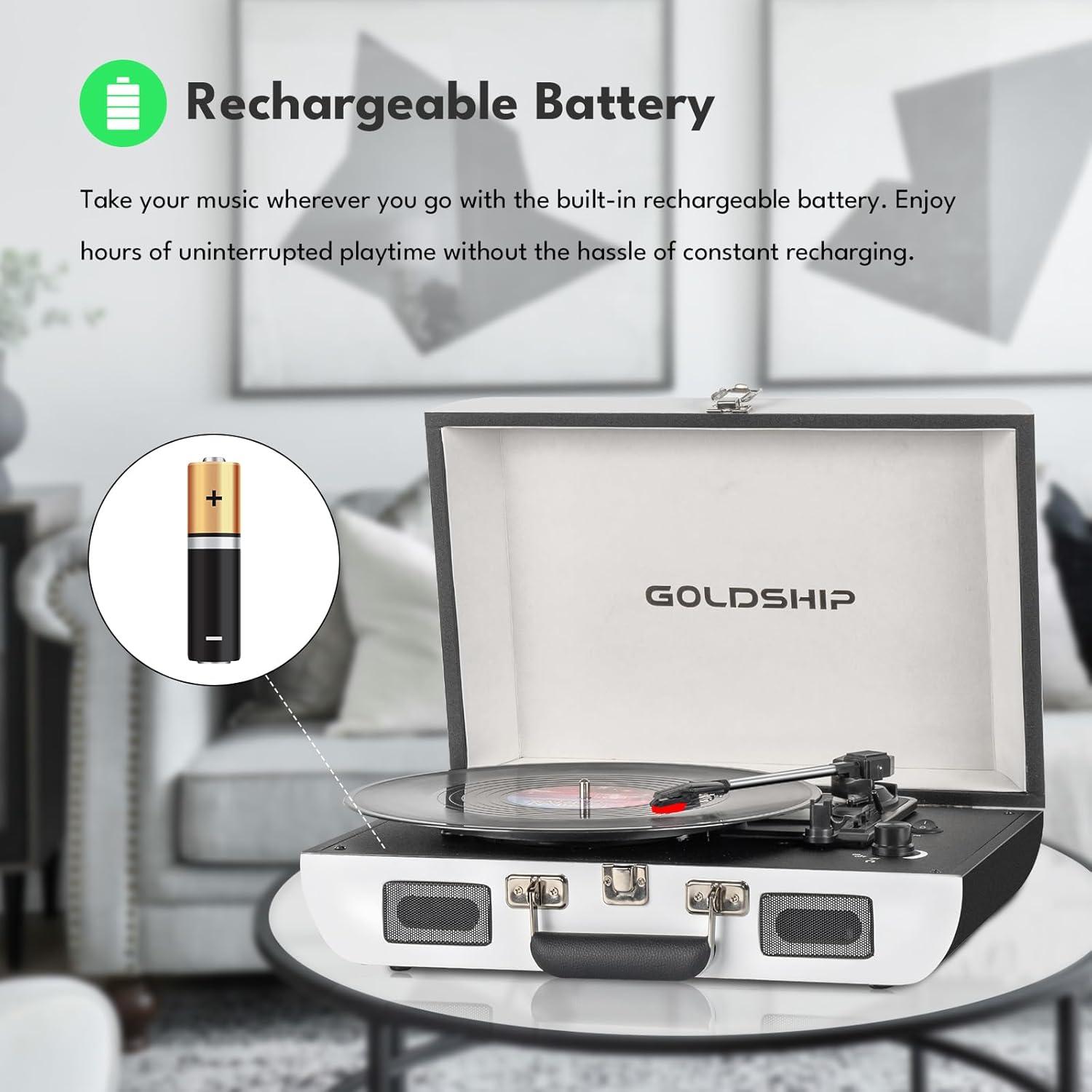 Tocadiscos Portátil GOLDSHIP T316 Bluetooth 3 Velocidades