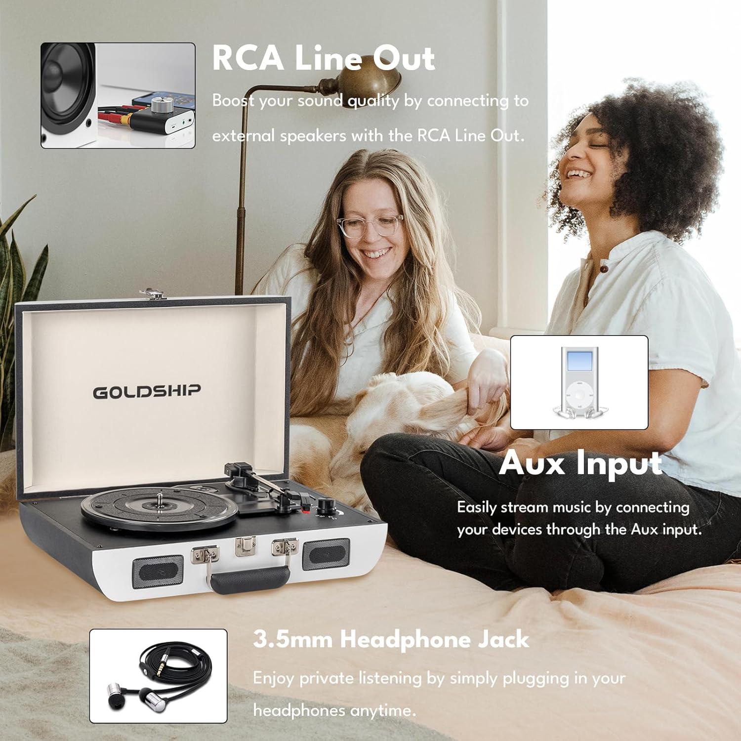 Tocadiscos Portátil GOLDSHIP T316 Bluetooth 3 Velocidades