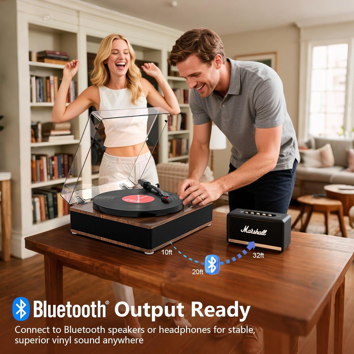 Reproductor de Vinilo Bluetooth TANLANIN TE-3008BR-TA 3 Velocidades