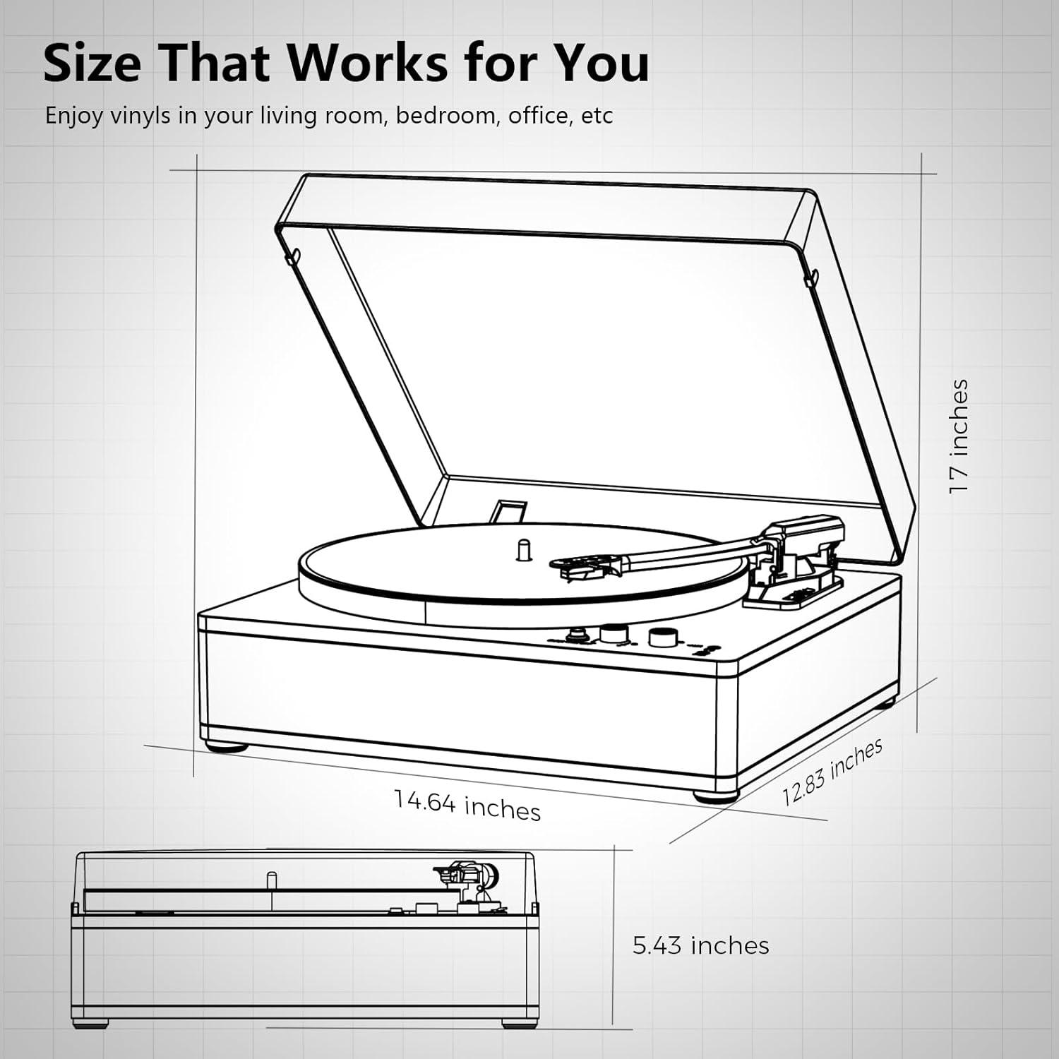 Reproductor de Vinilo Bluetooth TANLANIN TE-3008BR-TA 3 Velocidades