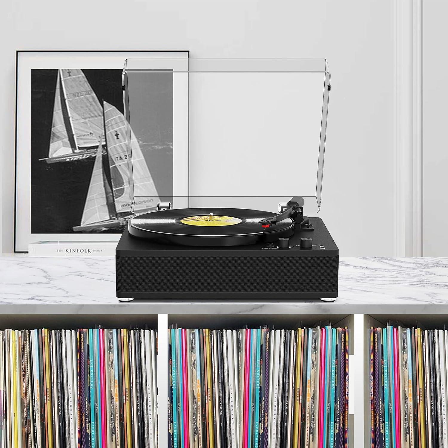 Reproductor de Vinilo Bluetooth TANLANIN TE-3008BK-TA 3 Velocidades