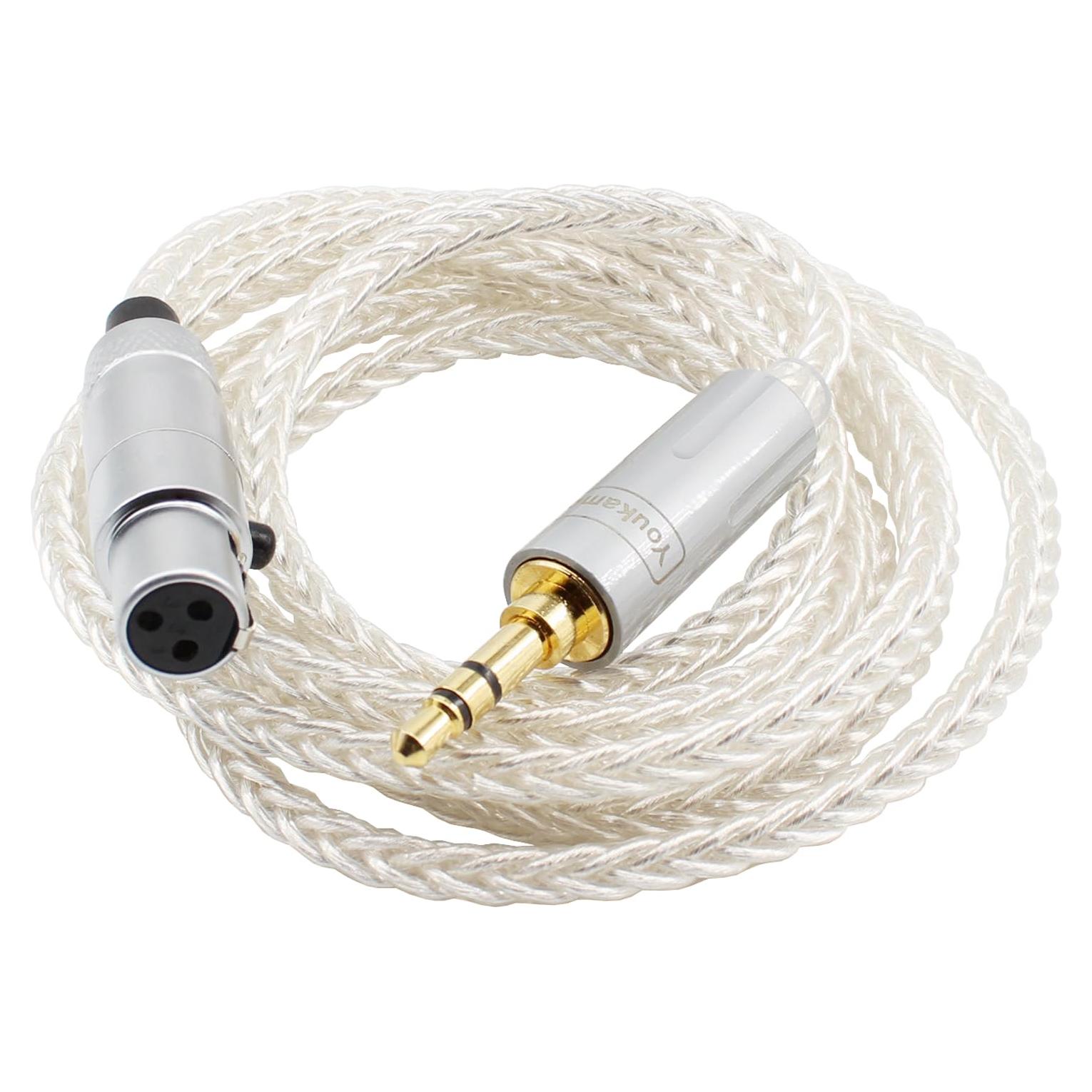 Cable de Reemplazo Trenzado Youkamoo 1.52m 3.5mm Cobre Plateado