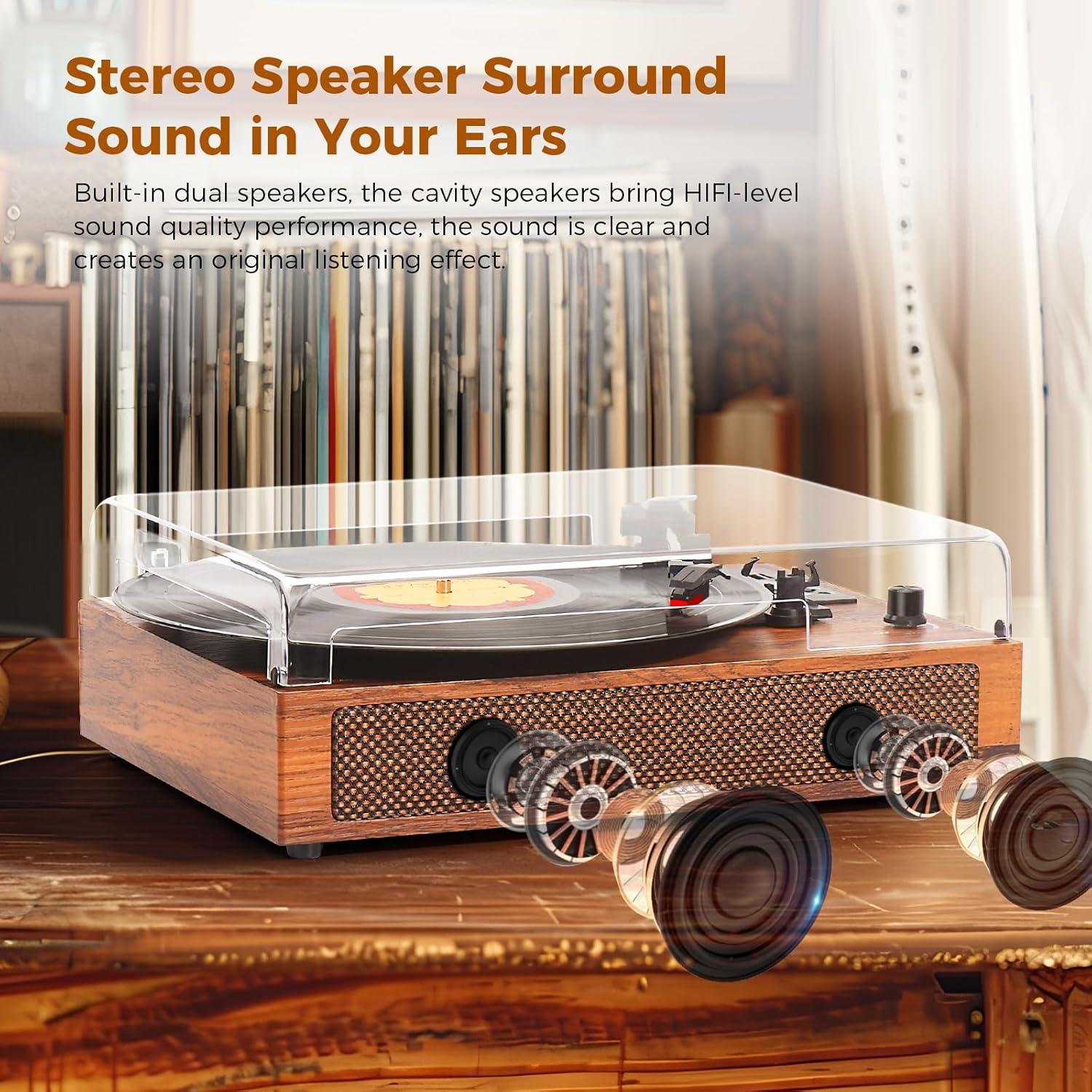 Reproductor de Vinilo Bluetooth JUNGLE MONSTER TE-2019BN 3 Velocidades