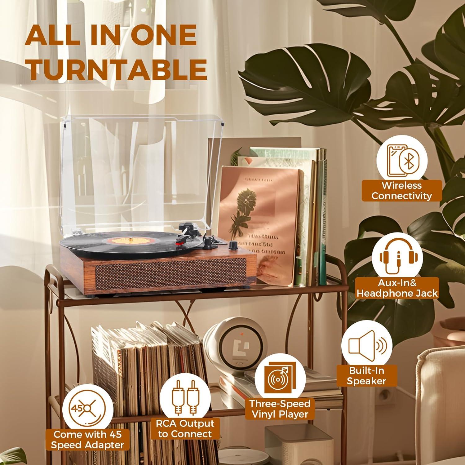 Reproductor de Vinilo Bluetooth JUNGLE MONSTER TE-2019BN 3 Velocidades