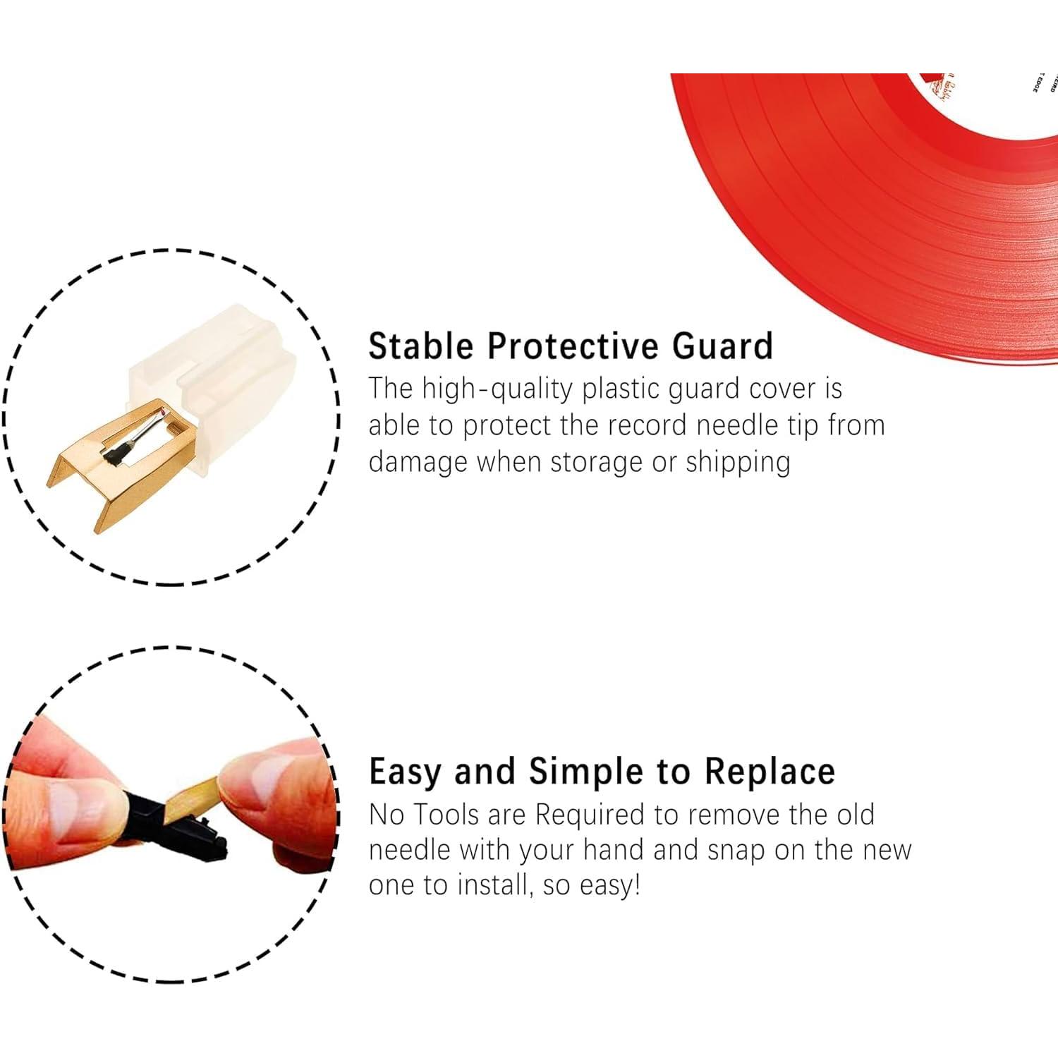 2 Agujas de Reemplazo para Tocadiscos Ruby - Oro