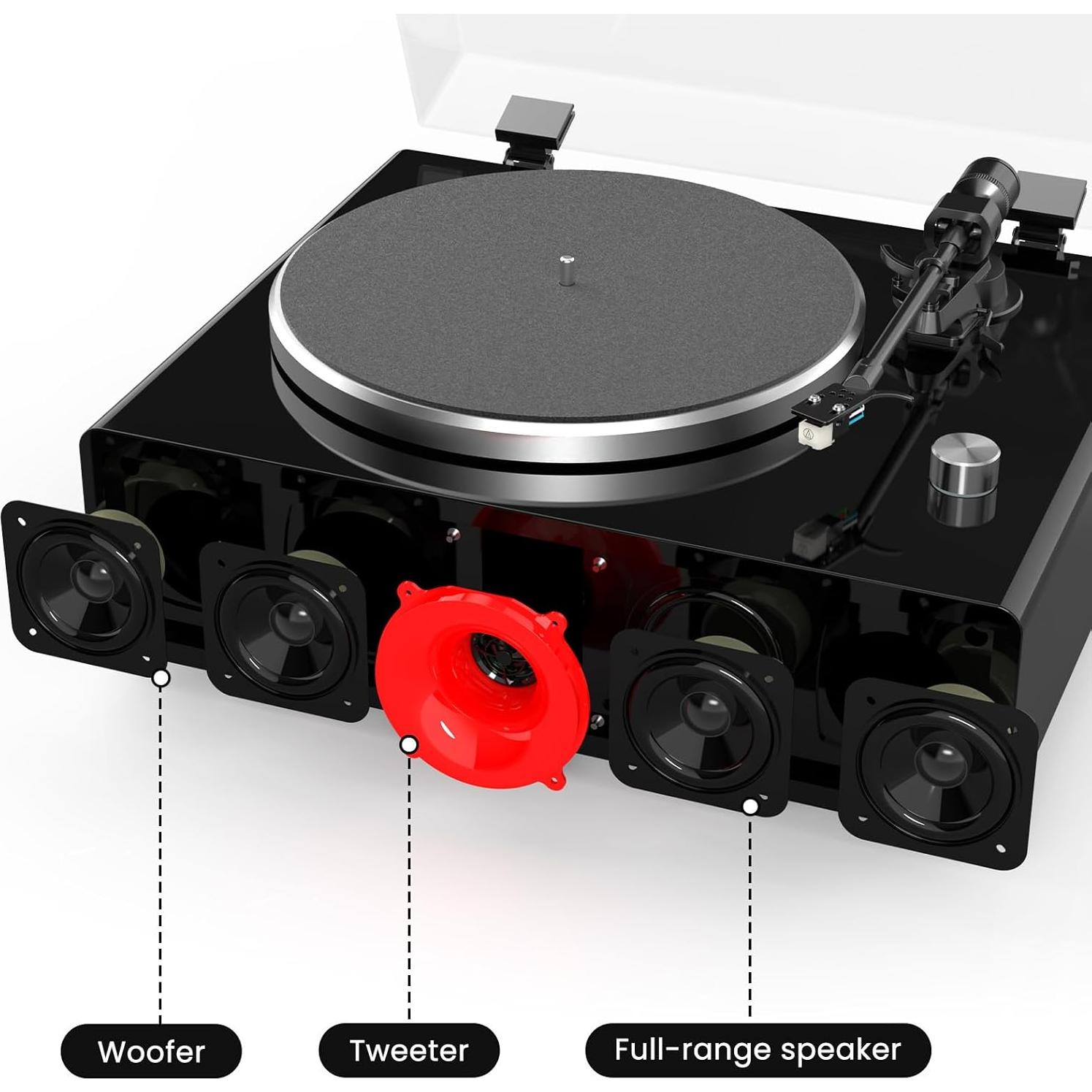 Reproductor de Vinilo SINJEE L5 con Bluetooth y 5 Altavoces Hi-Fi