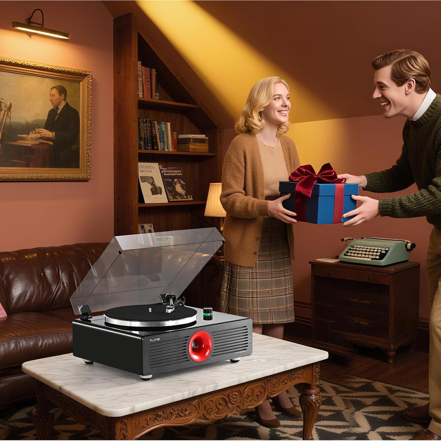 Reproductor de Vinilo SINJEE L5 con Bluetooth y 5 Altavoces Hi-Fi