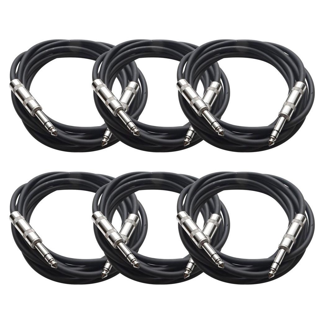 Cables de parche TRS 1/4" Seismic Audio 3.05m Paquete de 6