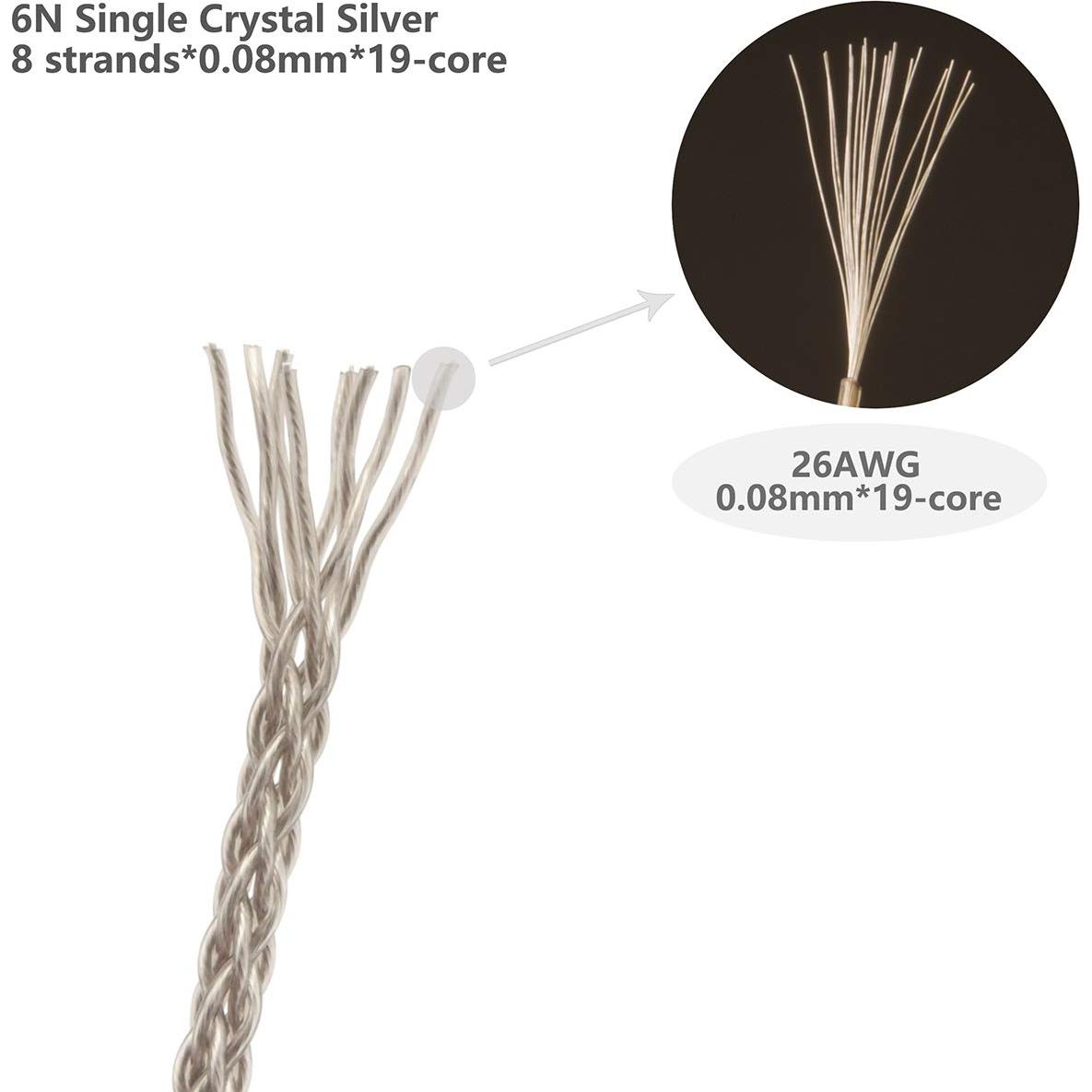 Cable de Mejora para Auriculares GUCraftsman 1.2m 4.4mm Plata 6N