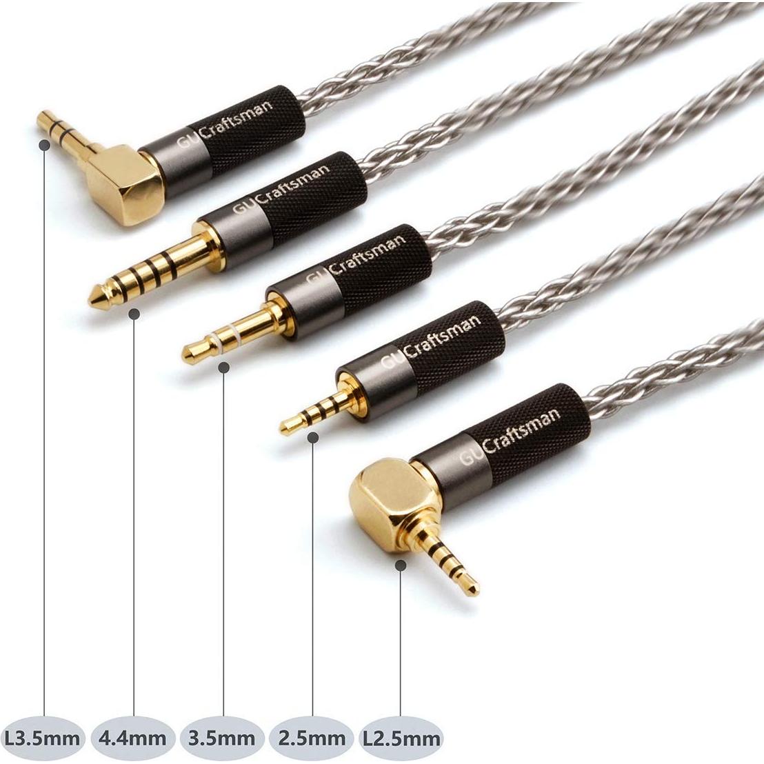 Cable de Mejora para Auriculares GUCraftsman 1.2m 4.4mm Plata 6N