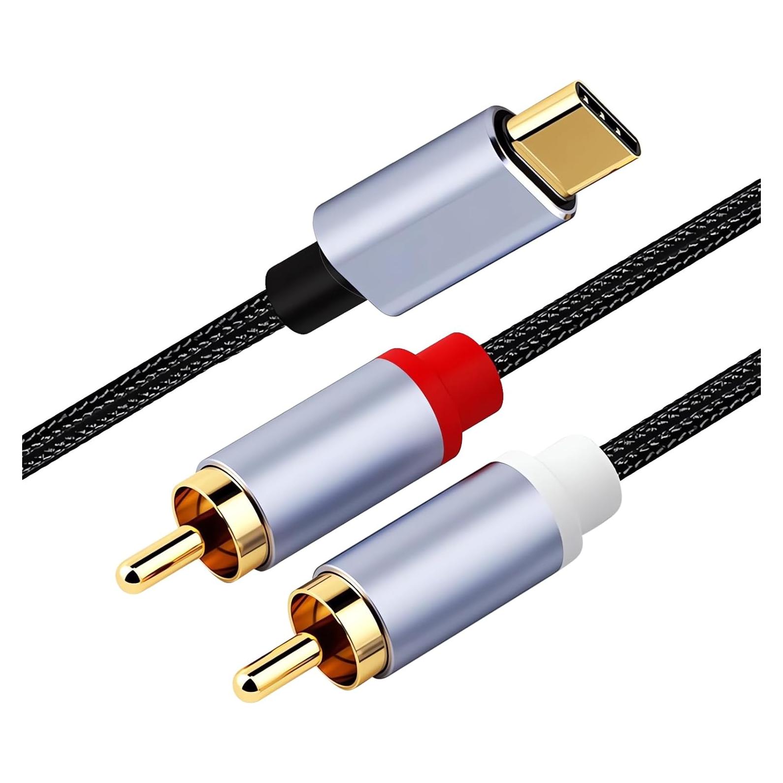 Cable de audio USB C a 2RCA Lvseeman 3.05m alta fidelidad