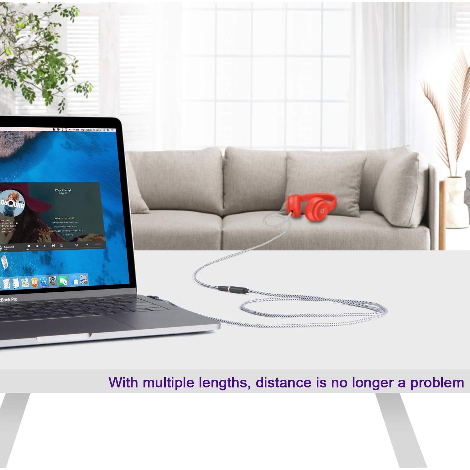 Cable de extensión TRRS 3.5mm CableCreation 1.83m ángulo 90°