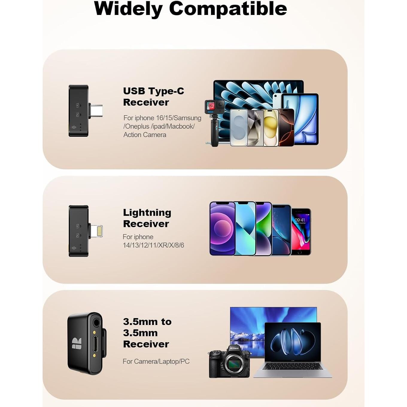 Micrófono Mini Inalámbrico Rythflo Lavalier 50H 70m Gris