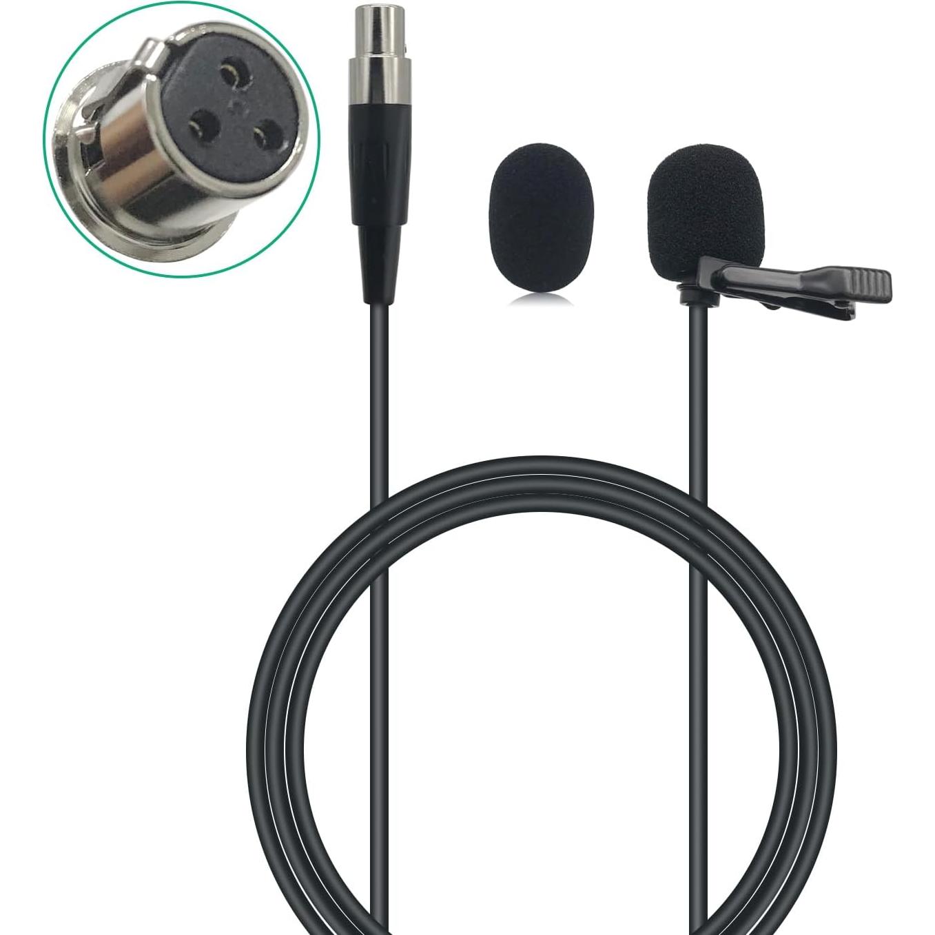 Micrófono Lavalier XLR PDEEY TA3F - Clip de solapa 1.52m