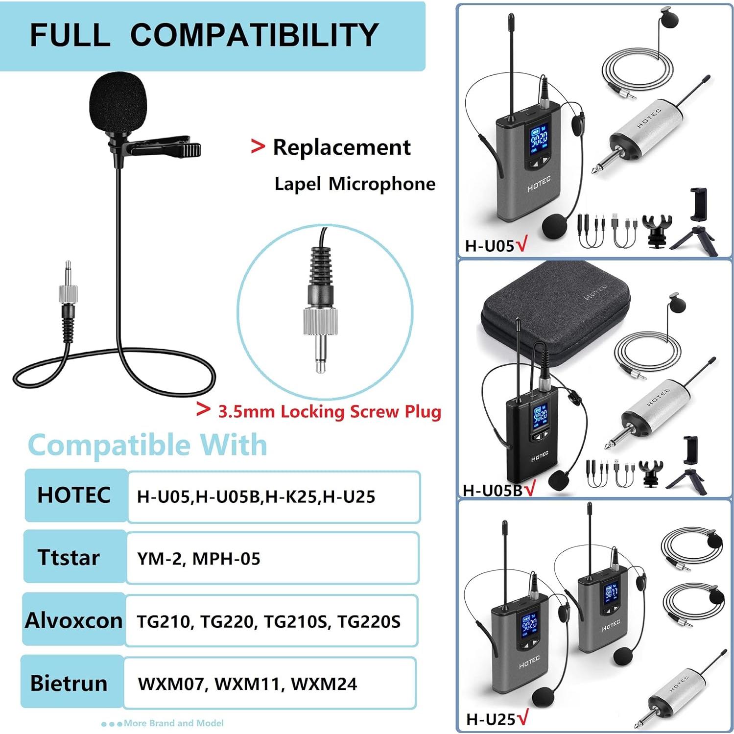 Micrófono de Solapa Hotec H-U05/H-U25 3.5mm Unidireccional