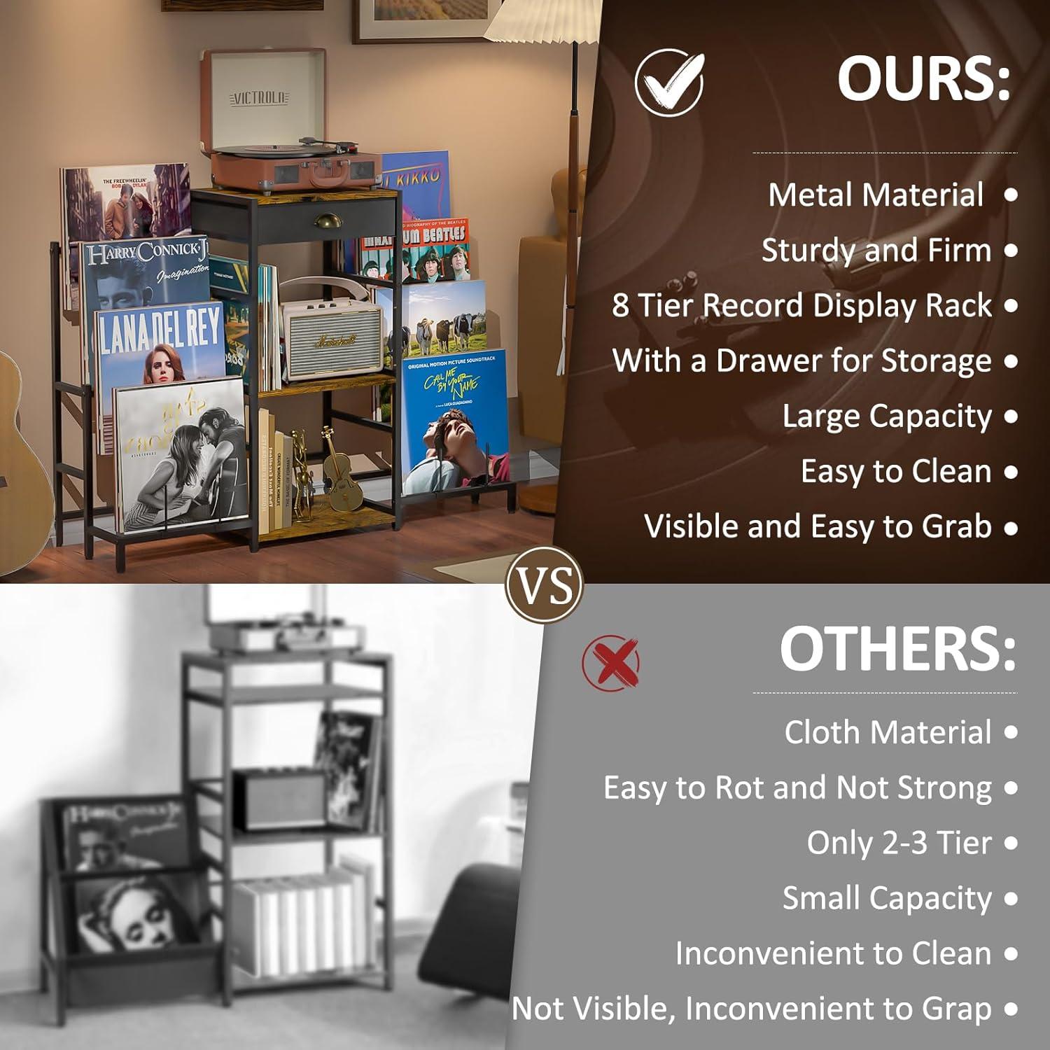 Soporte para Tocadiscos ThreeHio con Almacenamiento para 200 Vinilos