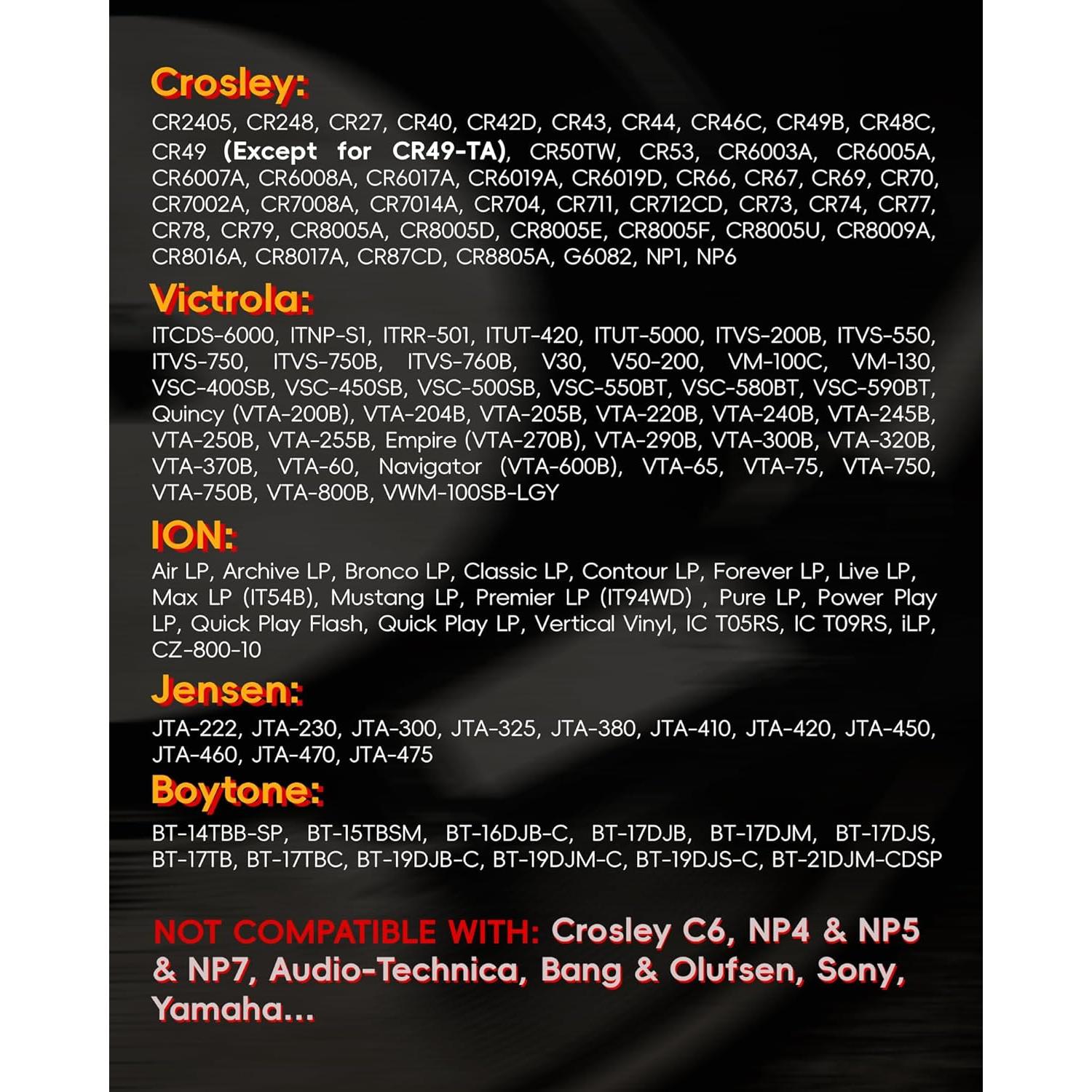 Paquete de 4 Agujas de Repuesto para Tocadiscos Rubí