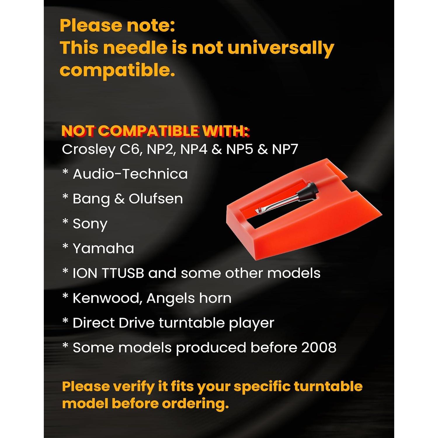 Paquete de 4 Agujas de Repuesto para Tocadiscos Rubí