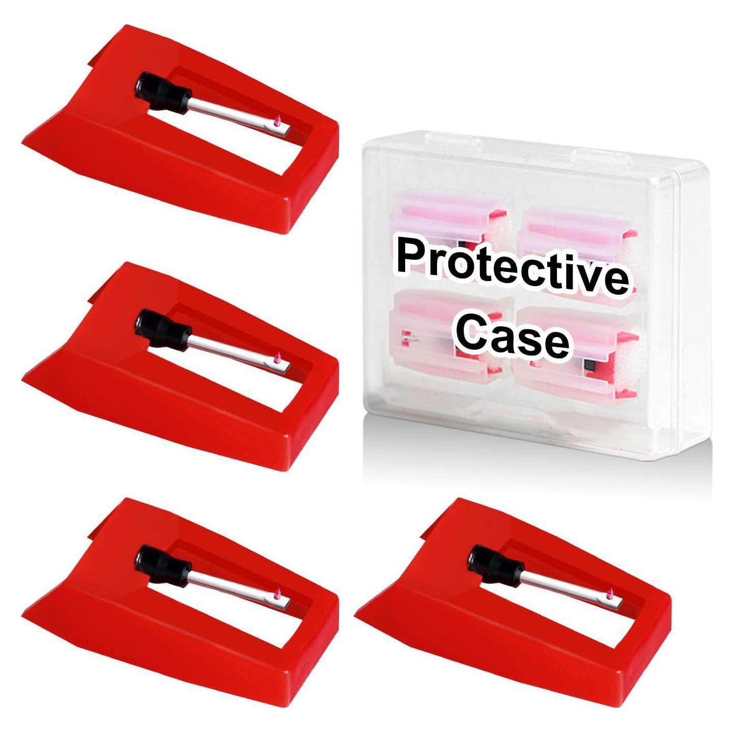 4 Agujas de Reemplazo JUKFITA para Tocadiscos Rojo