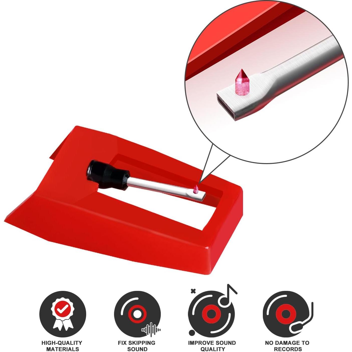 4 Agujas de Reemplazo JUKFITA para Tocadiscos Rojo