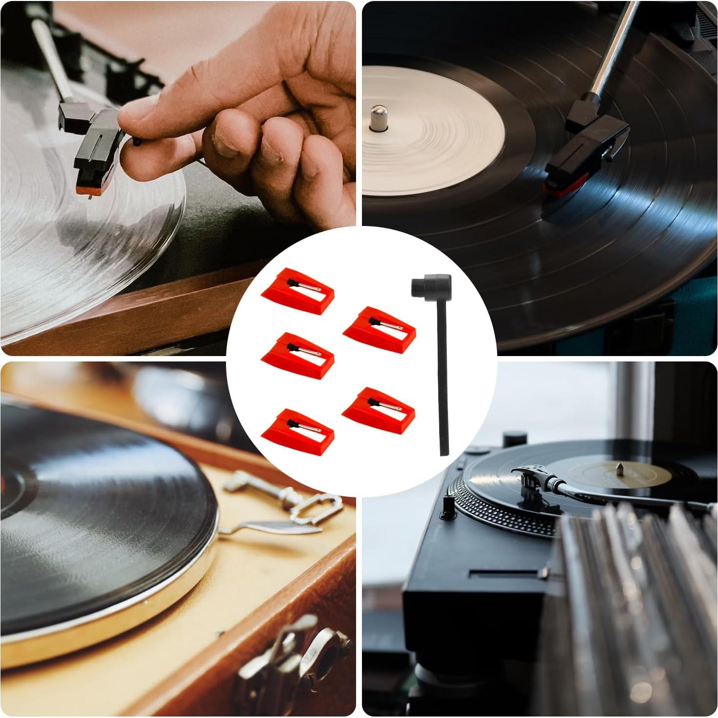 5 Agujas para Tocadiscos + Cepillo de Limpieza - Victrola, Crosley