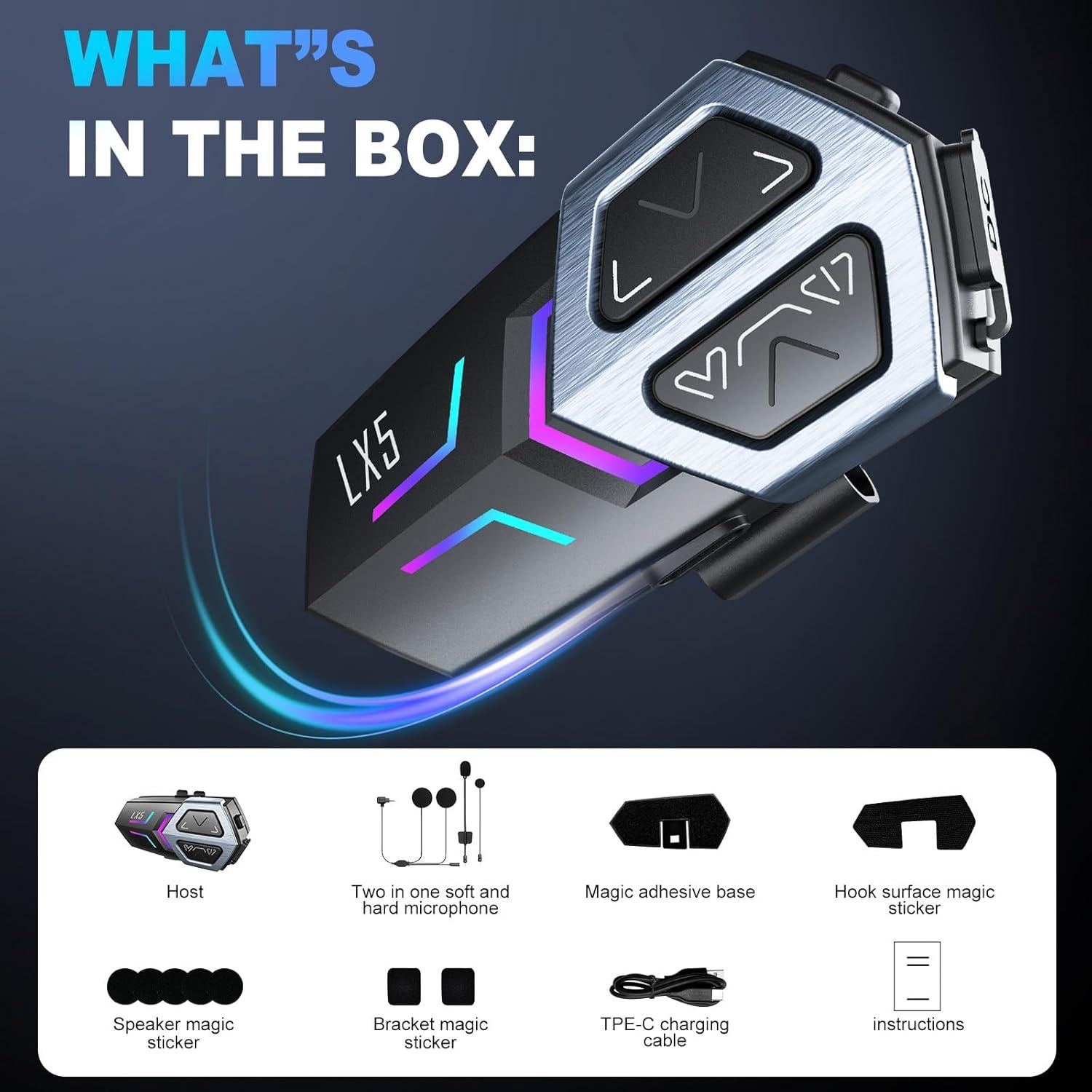 Auriculares Bluetooth BTQILEYOO LX5 con Intercomunicador 2 Pack