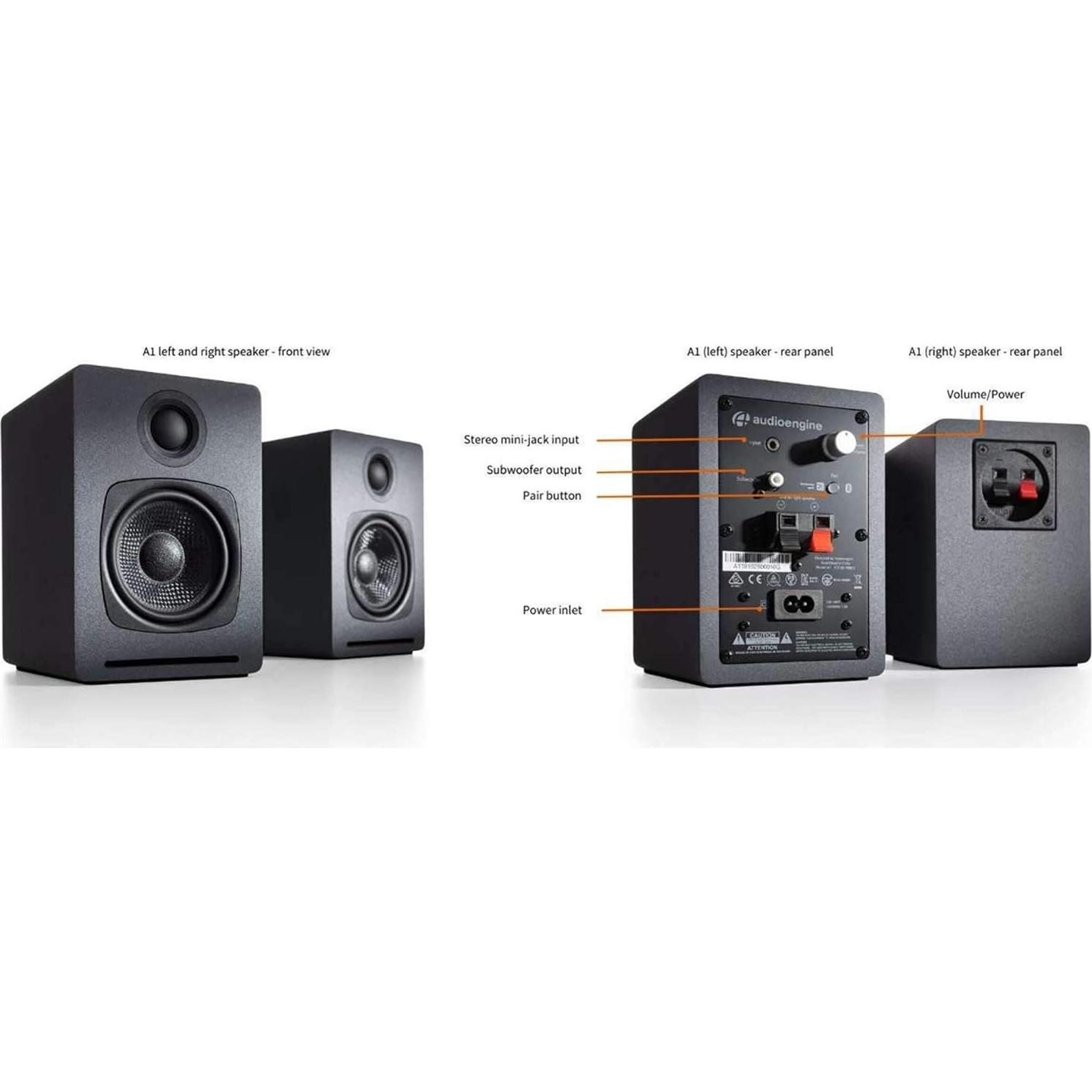 Altavoces Inalámbricos Audioengine A1 - 60W Bluetooth 30.48m