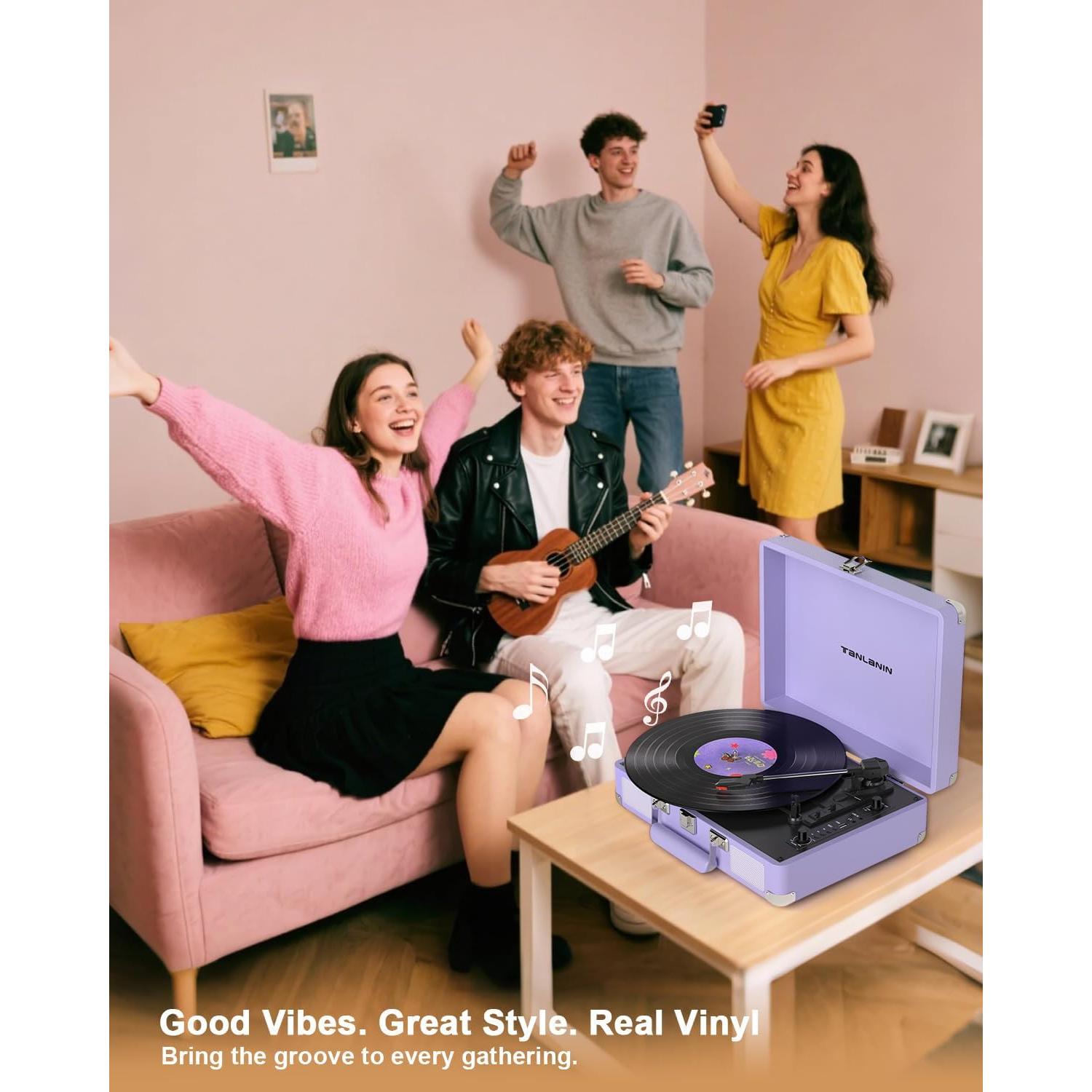 Reproductor de Vinilo Bluetooth TANLANIN TE-2021-PS 3 Velocidades