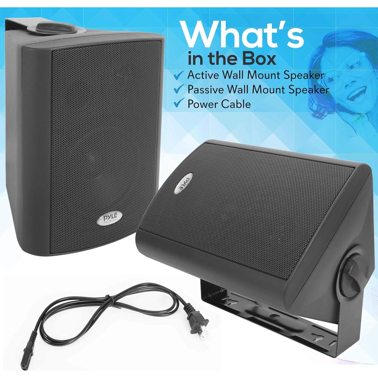 Sistema de Altavoces de Pared Pyle PDWR53BTBK - 300W, Bluetooth, 2 Vías