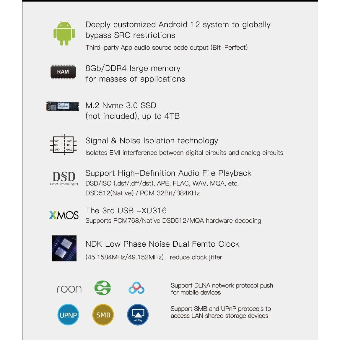 Reproductor de Streaming HiFi AVPLAY AI Stream MX-5S 8GB