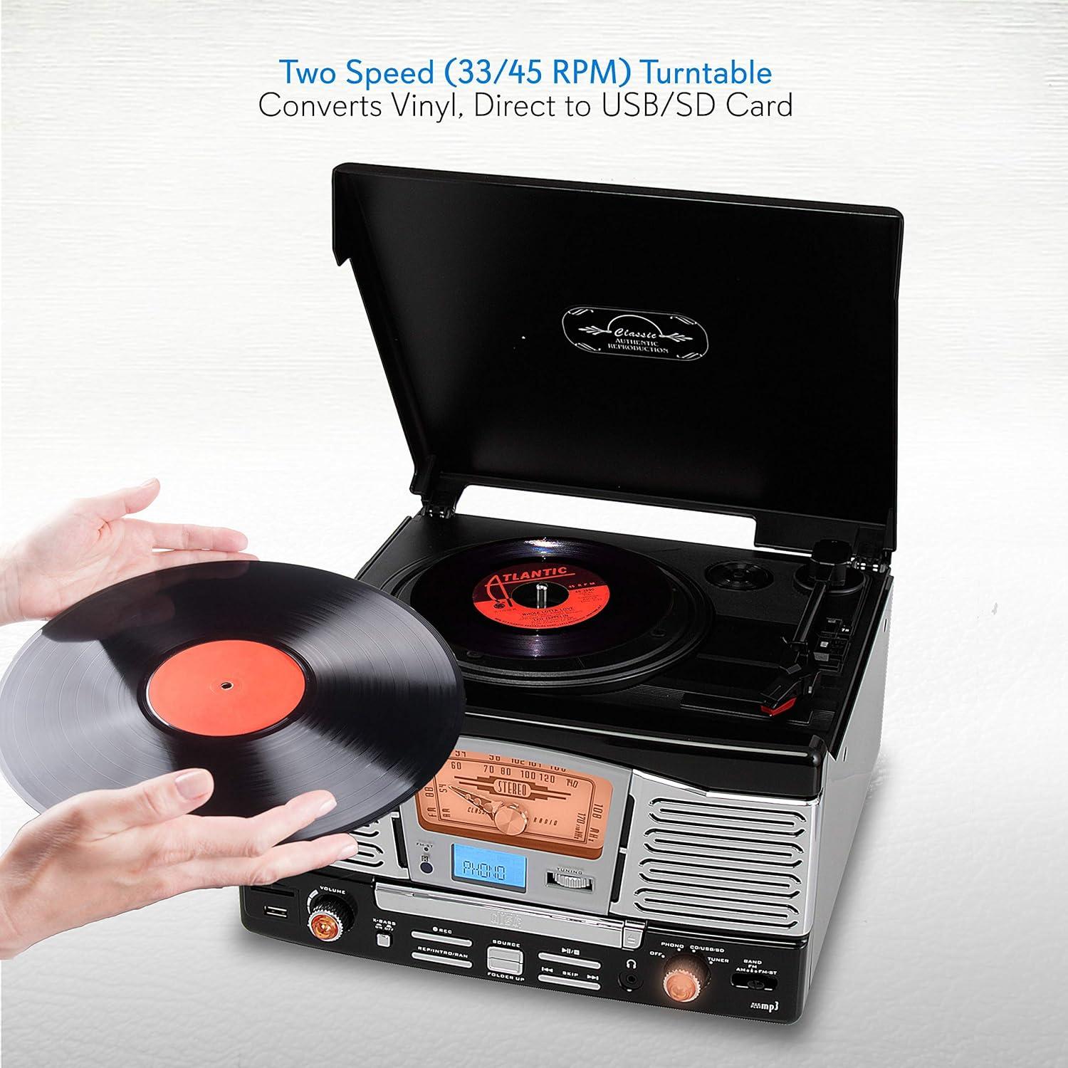 Tocadiscos Pyle PTCD8UB Retro con Altavoces Integrados