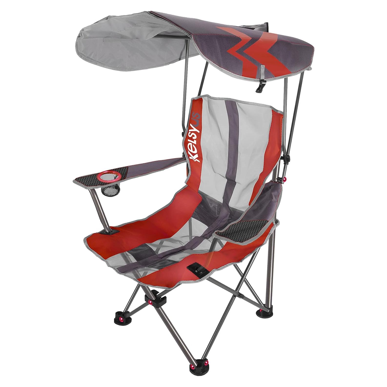 Silla de Canopy Plegable Kelsyus para Camping Gris/Rojo
