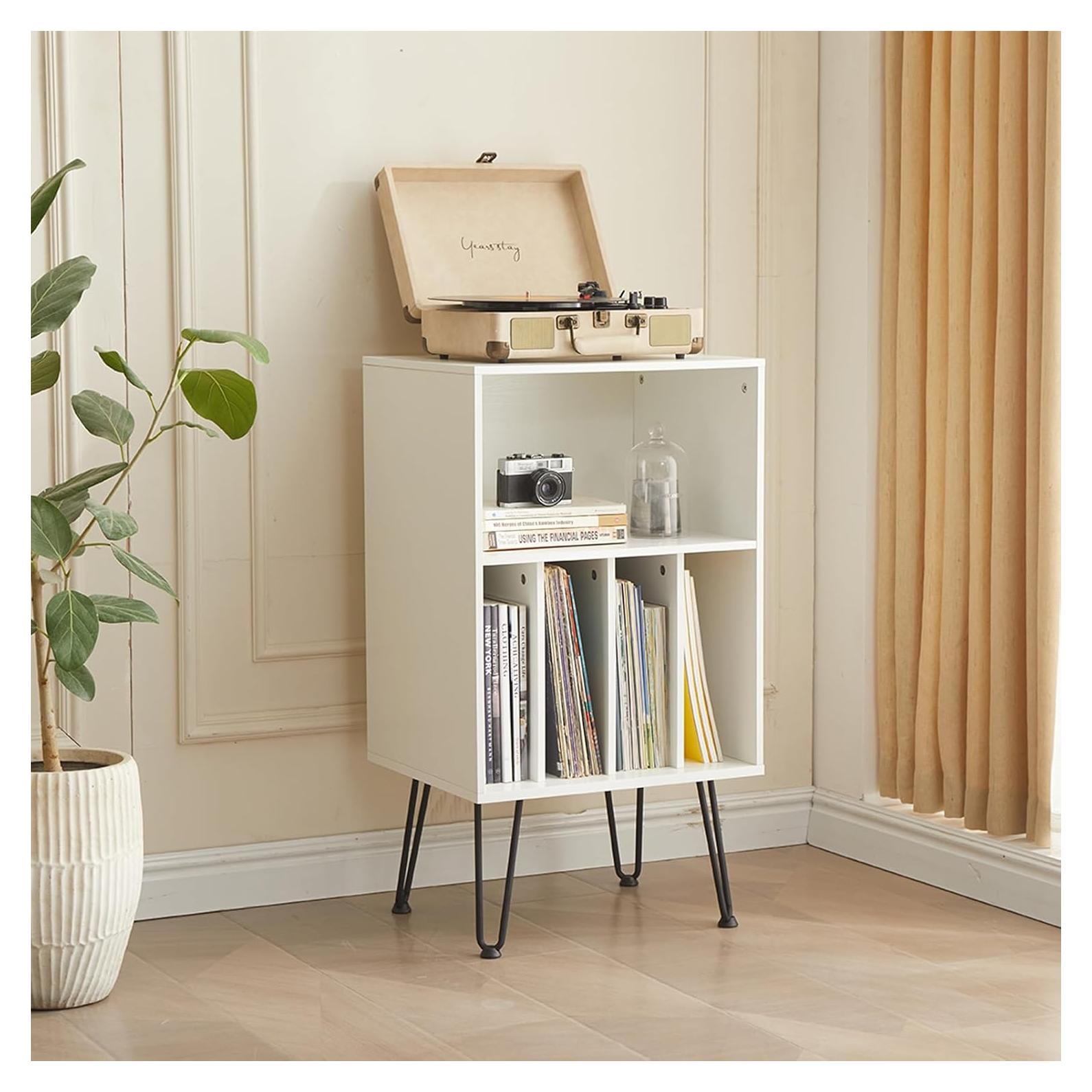 Soporte para Tocadiscos Leesingdo BU-035 Blanco con Almacenamiento