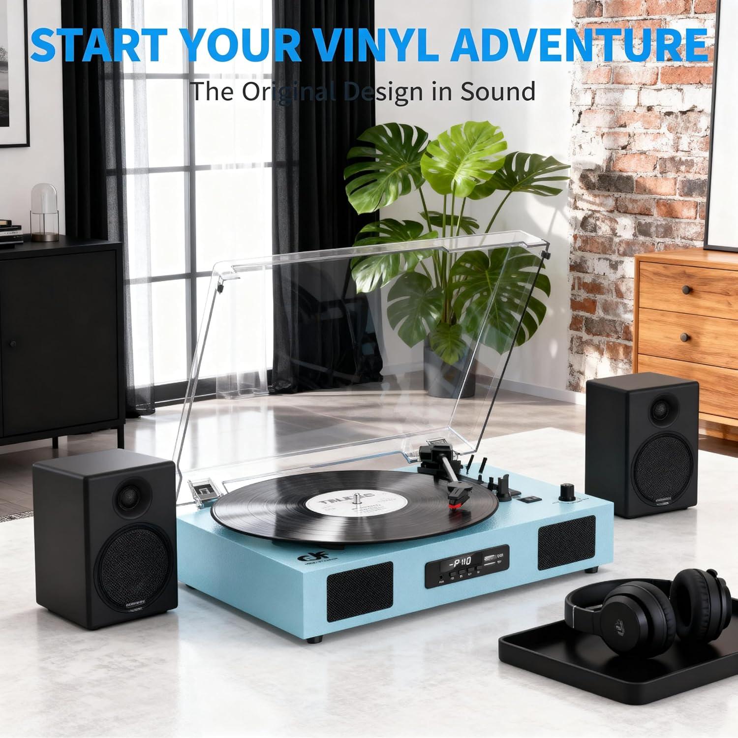 Reproductor de Vinilo Bluetooth DANFI AUDIO SON1-TE-2017BU 3 Velocidades