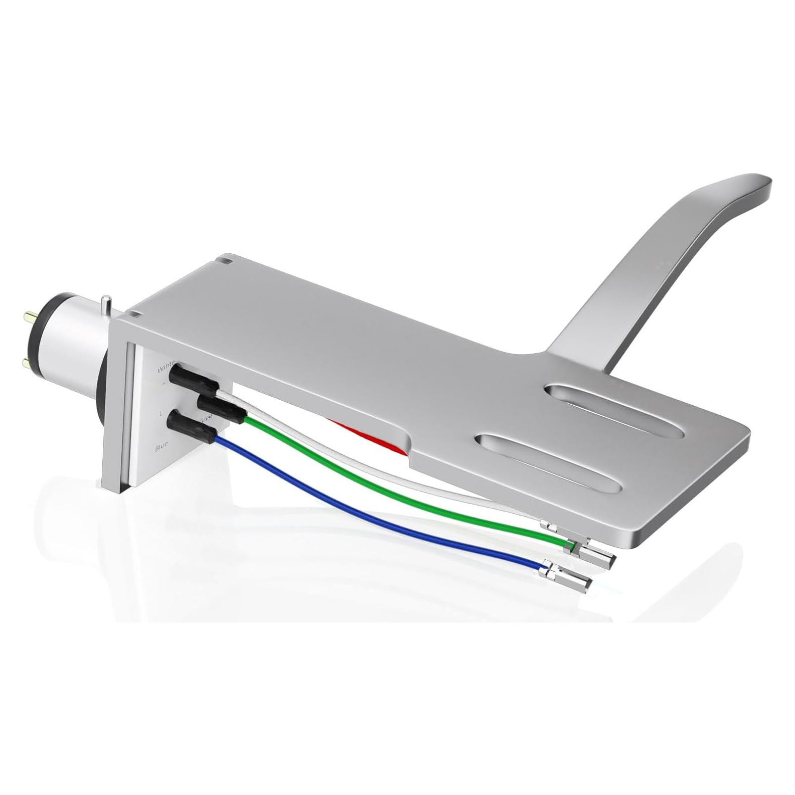 Cabezal de Phono Universal Monosaudio Aluminio Plata con Cables