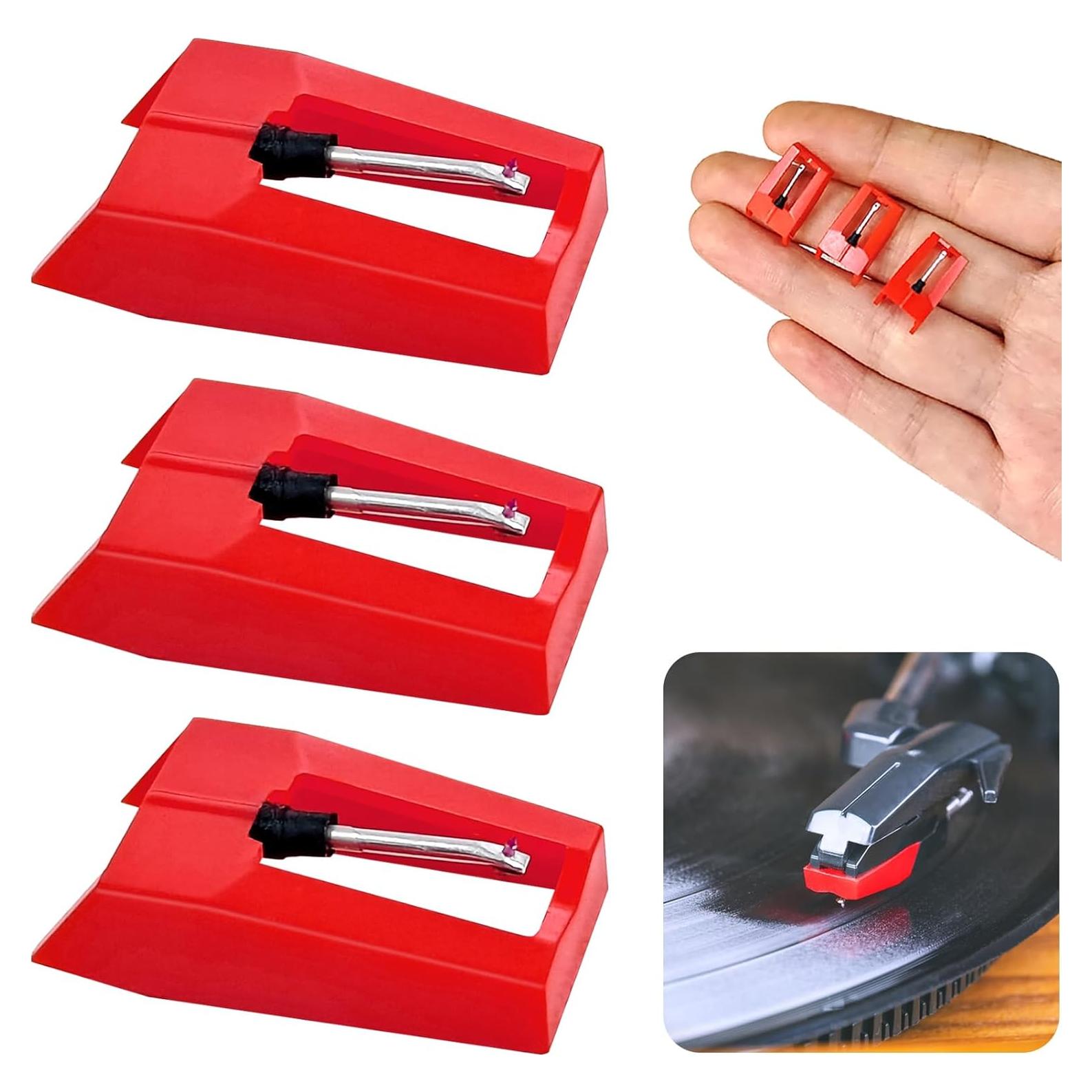 Paquete de 3 Agujas de Reemplazo para Tocadiscos Cerámica