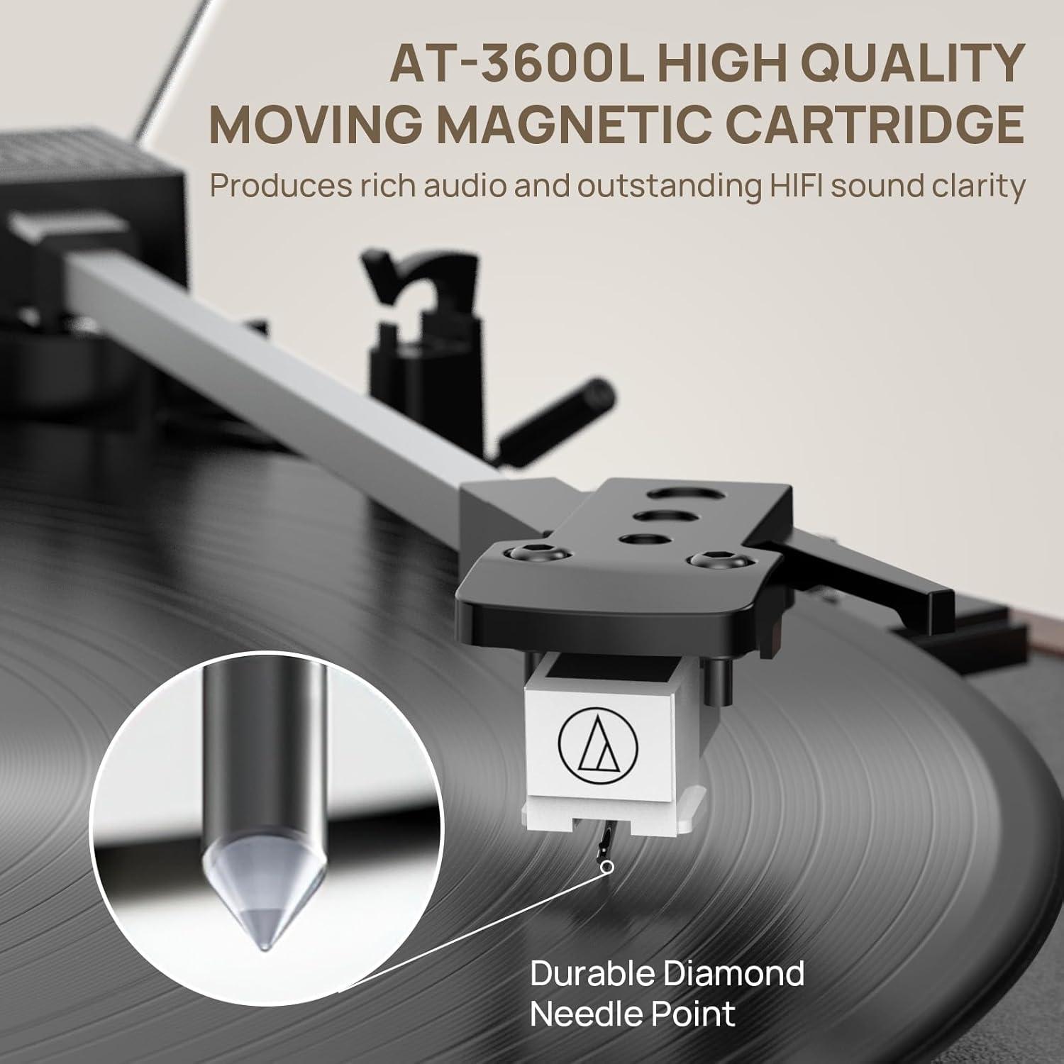 Reproductor de Vinilo Bluetooth RetroAudio JM105 Marrón 3 Velocidades