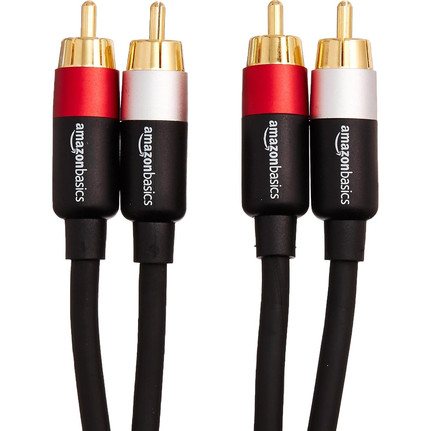 Cable RCA Estéreo Amazon Basics 1.22m Conectores Oro