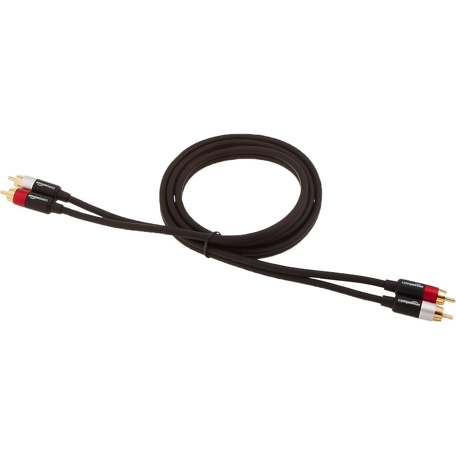 Cable RCA Estéreo Amazon Basics 1.22m Conectores Oro