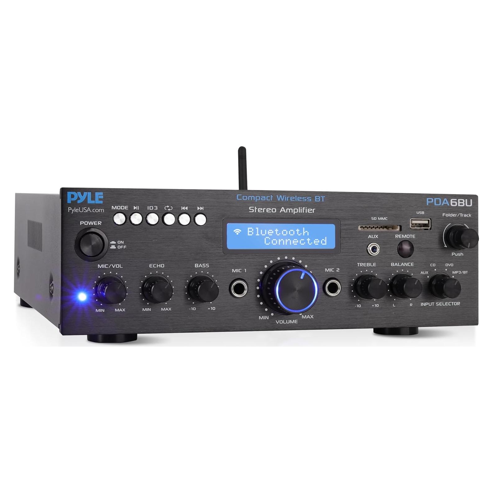 Amplificador Bluetooth Pyle PDA6BU 200W Estéreo Doble Canal