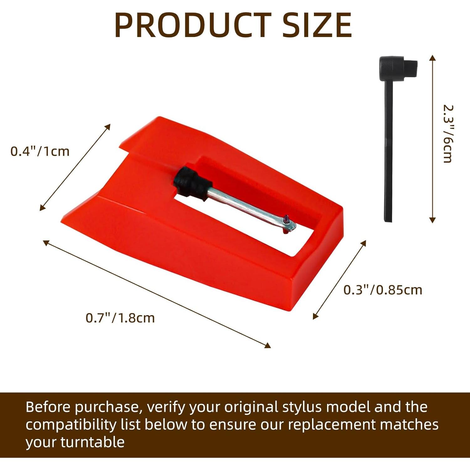 Paquete de 3 Agujas de Tocadiscos Ruby con Cepillo Limpiador