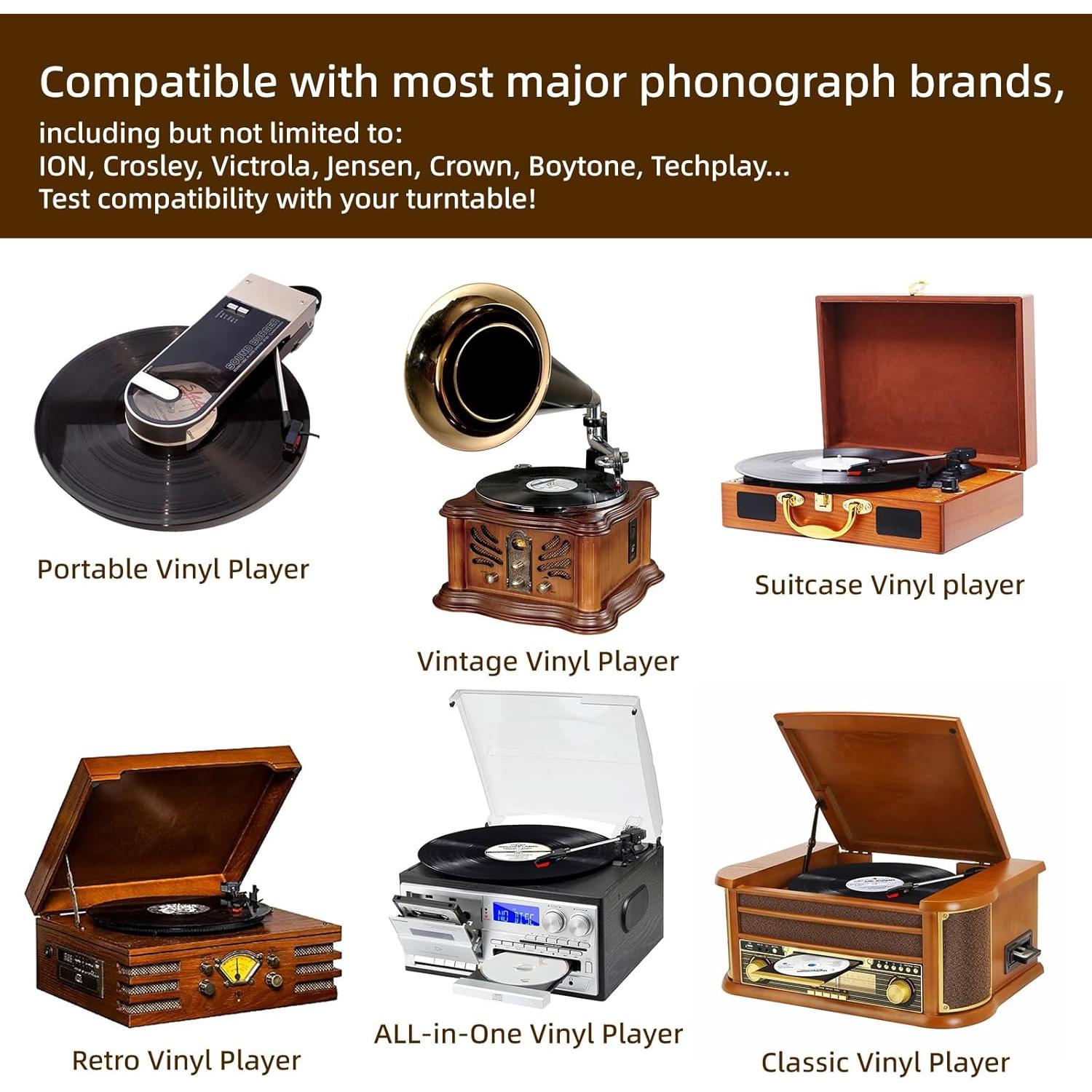 Paquete de 3 Agujas de Tocadiscos Ruby con Cepillo Limpiador