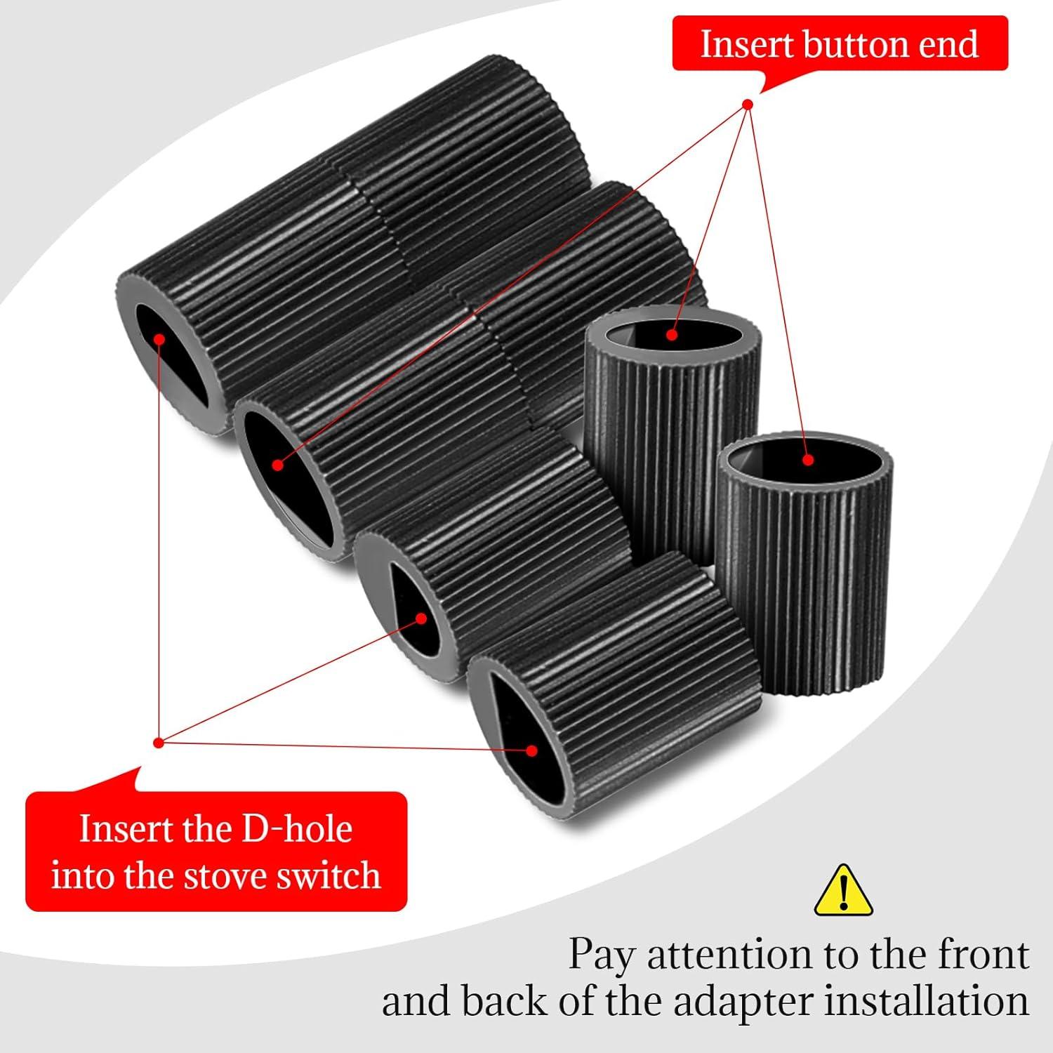 Paquete de 4 Perillas de Control Negras KINYFY con 12 Adaptadores