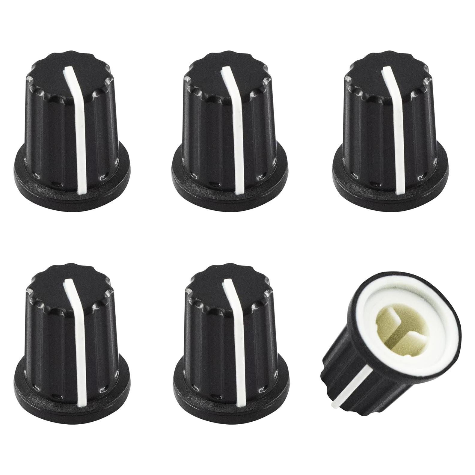5 Piezas Perillas de Control de Potenciómetro D Tipo 6mm AUXBC Negro