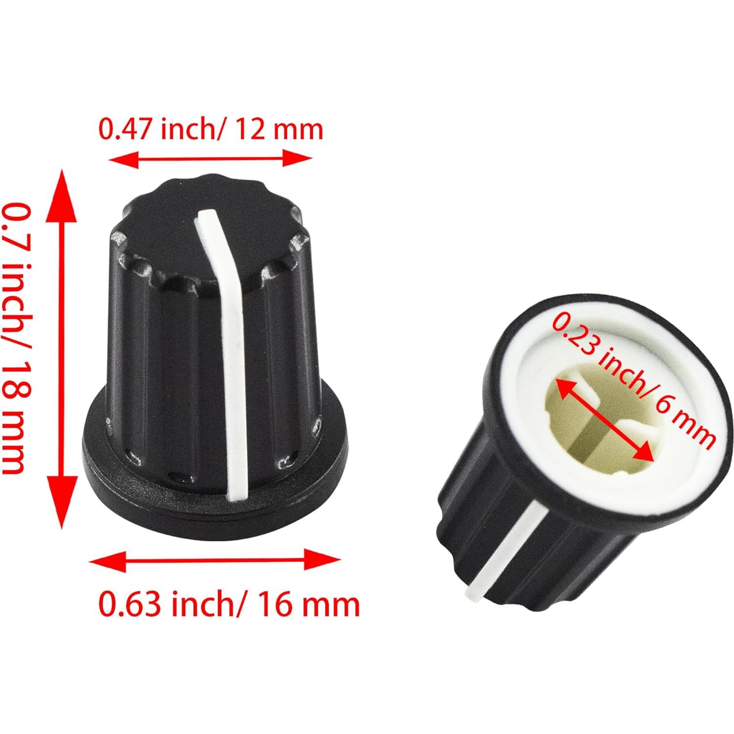 5 Piezas Perillas de Control de Potenciómetro D Tipo 6mm AUXBC Negro