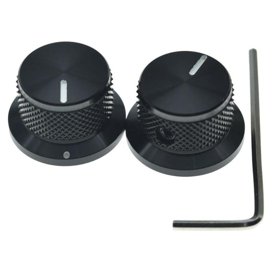 Perillas de Potenciómetro KAISH 2pcs 1/4" Aluminio Negro