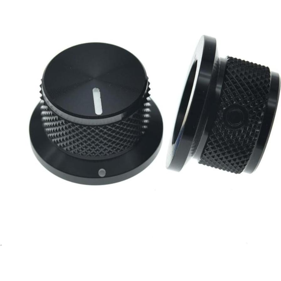 Perillas de Potenciómetro KAISH 2pcs 1/4" Aluminio Negro