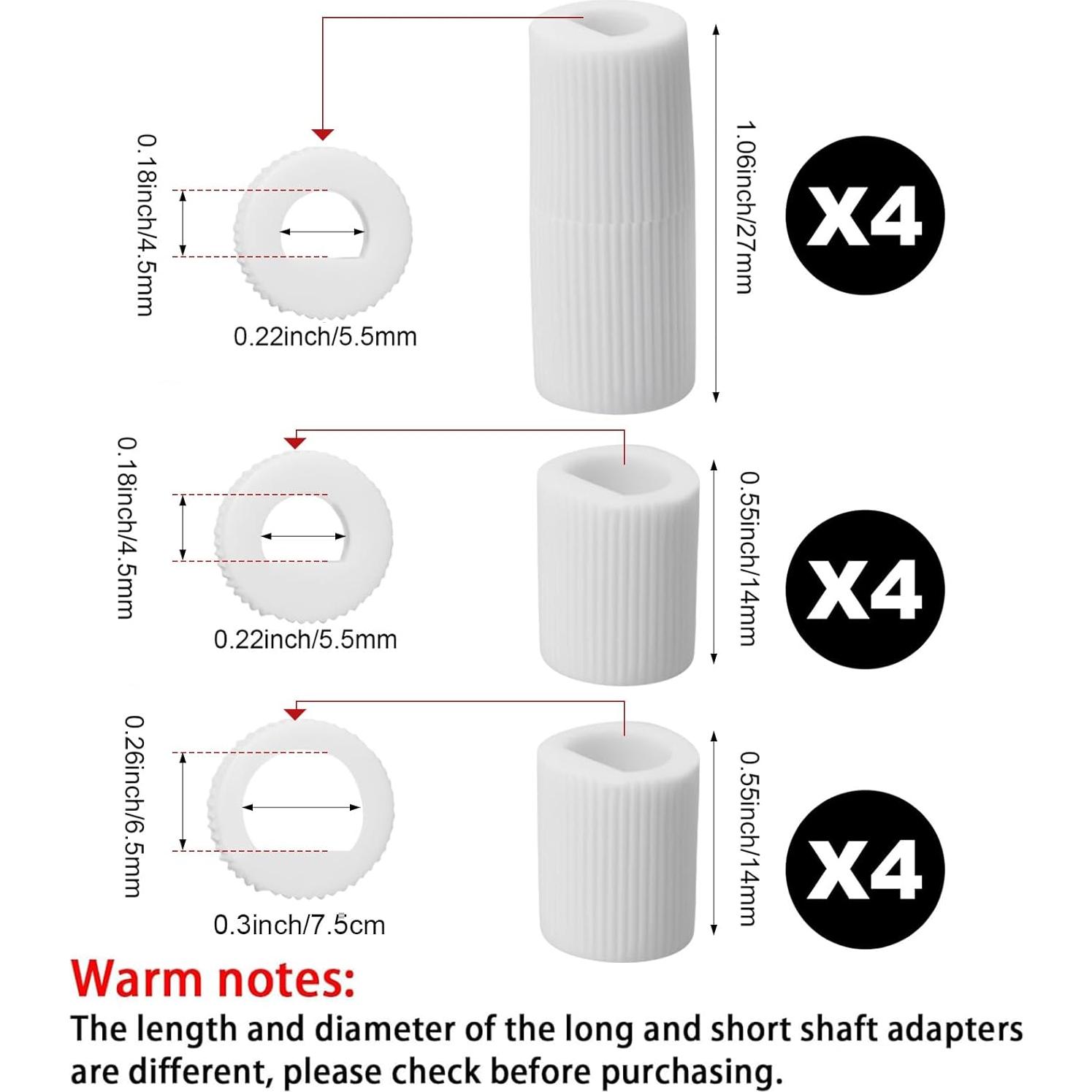 Perillas de Control Jetec 4 Piezas con 12 Adaptadores Blancas